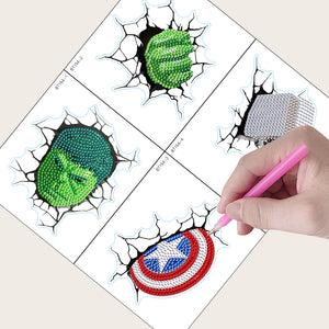 4 PCS Marvel Cartoon Paster DIY Diamond Mosaic Sticker for Child Gift (154)