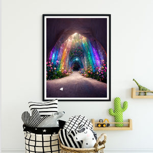 Rainbow Cave With Flowers 40*50CM(Canvas) Full Round Drill Diamond Painting