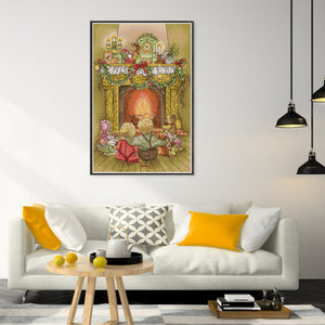 Joy Sunday - Brother And Sister By The Fireplace - 34*47CM 14CT 2 Stamped Cross Stitch