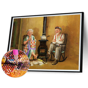 Old Couple 60*50CM(Canvas) Full Round Drill Diamond Painting