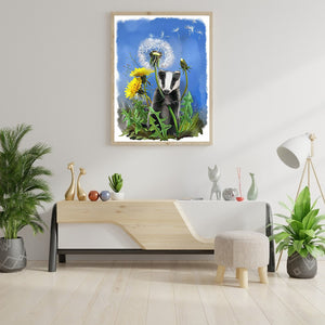 Honey Badger In The Snow 30*40CM(Canvas) Full Round Drill Diamond Painting