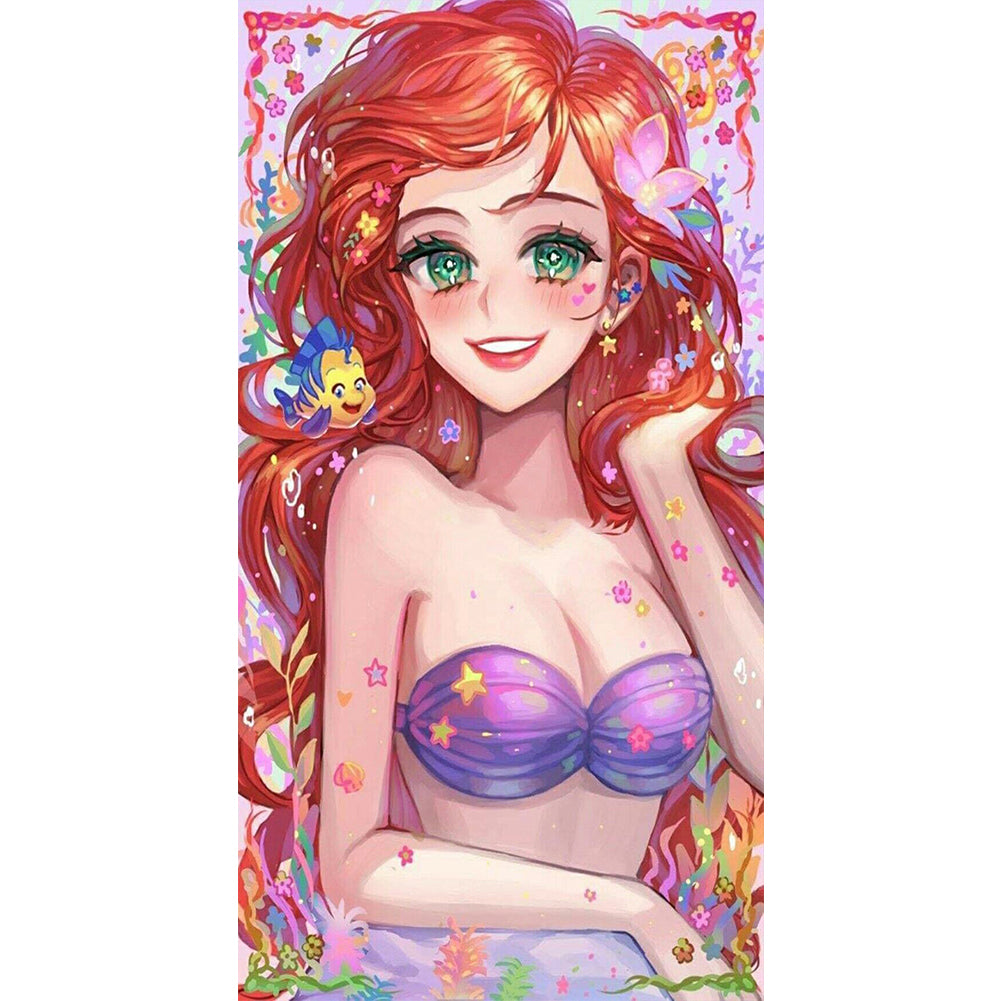 Mermaid Ariel 30*50CM(Canvas) Full Round Drill Diamond Painting