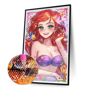Mermaid Ariel 30*50CM(Canvas) Full Round Drill Diamond Painting