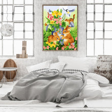 Load image into Gallery viewer, Playing Bunny 30*40CM(Canvas) Full Round Drill Diamond Painting
