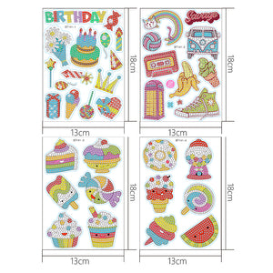 34 PCS Mosaic Paster Diamonds Painting Sticker (Cartoon Ice Cream Cake 140)