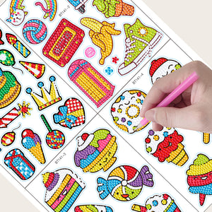 34 PCS Mosaic Paster Diamonds Painting Sticker (Cartoon Ice Cream Cake 140)