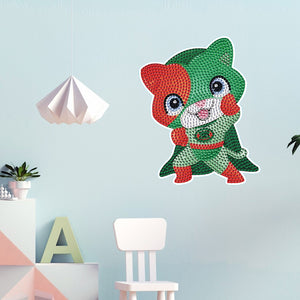 4 PCS DIY Supercat Cartoon Stickers Diamonds Painting Sticker for Adult Beginner