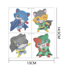 Load image into Gallery viewer, 4 PCS DIY Supercat Cartoon Stickers Diamonds Painting Sticker for Adult Beginner
