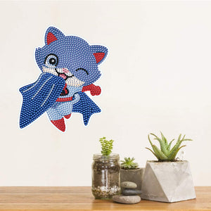 4 PCS DIY Supercat Cartoon Stickers Diamonds Painting Sticker for Adult Beginner