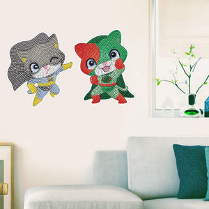 4 PCS DIY Supercat Cartoon Stickers Diamonds Painting Sticker for Adult Beginner