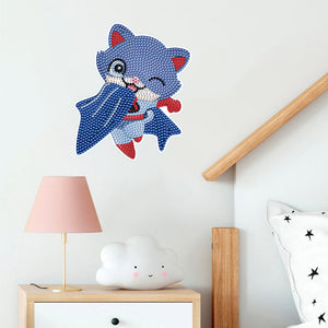 4 PCS DIY Supercat Cartoon Stickers Diamonds Painting Sticker for Adult Beginner