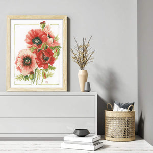 Huancan - Poppies - 52*56CM 11CT 3 Stamped Cross Stitch