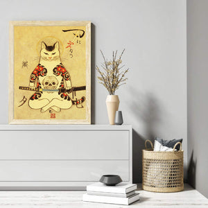 Samurai Cat 40*50CM(Canvas) Full Round Drill Diamond Painting
