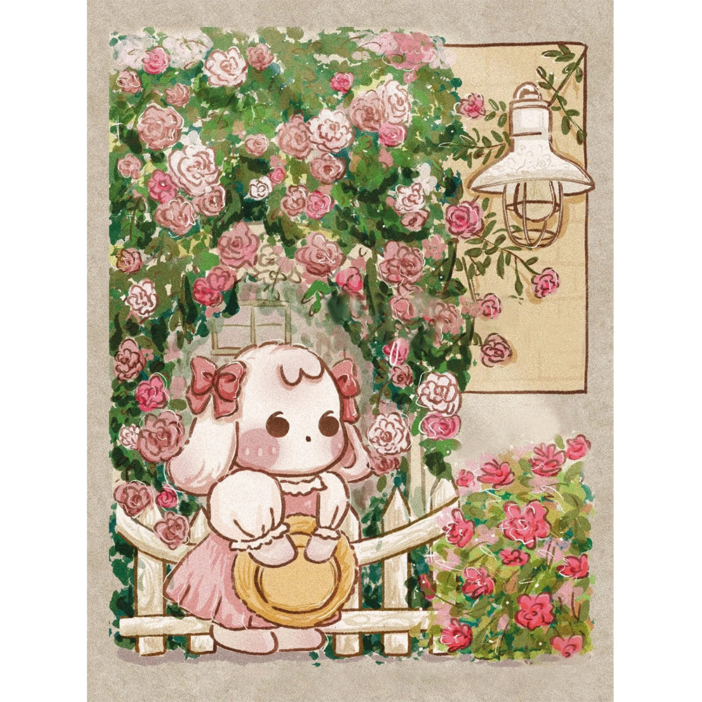 Huancan - Bunny In The Garden - 44*56CM 11CT 3 Stamped Cross Stitch