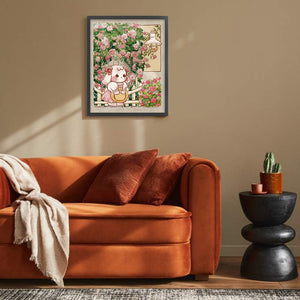 Huancan - Bunny In The Garden - 44*56CM 11CT 3 Stamped Cross Stitch