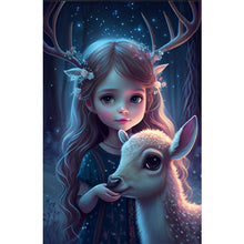 Load image into Gallery viewer, Yishu - Little Girl And Deer - 40*60CM 11CT 3 Stamped Cross Stitch
