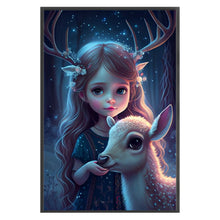 Load image into Gallery viewer, Yishu - Little Girl And Deer - 40*60CM 11CT 3 Stamped Cross Stitch
