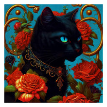 Load image into Gallery viewer, Huancan - Black Cat And Rose - 50*50CM 11CT 3 Stamped Cross Stitch
