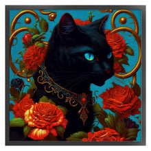 Load image into Gallery viewer, Huancan - Black Cat And Rose - 50*50CM 11CT 3 Stamped Cross Stitch
