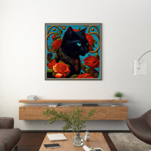 Load image into Gallery viewer, Huancan - Black Cat And Rose - 50*50CM 11CT 3 Stamped Cross Stitch
