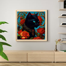 Load image into Gallery viewer, Huancan - Black Cat And Rose - 50*50CM 11CT 3 Stamped Cross Stitch
