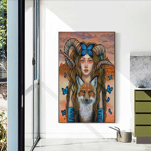 Beauty And The Animals 40*60CM(Canvas) Full Round Drill Diamond Painting