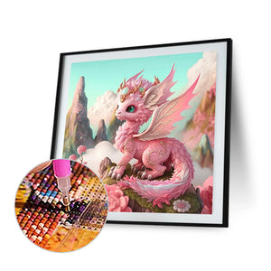 Pink Dragon 30*30CM(Picture) Full Square Drill Diamond Painting