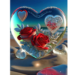 Crystal Rose With A Heart 30*40CM(Picture) Full Square Drill Diamond Painting