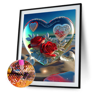 Crystal Rose With A Heart 30*40CM(Picture) Full Square Drill Diamond Painting