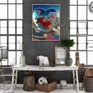 Crystal Rose With A Heart 30*40CM(Picture) Full Square Drill Diamond Painting