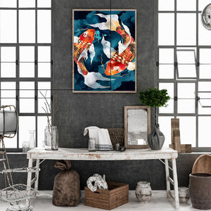 Double Koi Fish 30*40CM(Canvas) Full Round Drill Diamond Painting