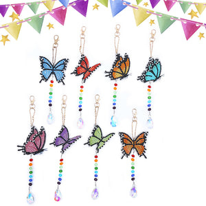 8pcs Diamond Painting Pendant Acrylic DIY Butterfly Point Drill Pendant for Gift
