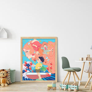 Yishu - Ponyo On The Cliff - 40*56CM 11CT 3 Stamped Cross Stitch
