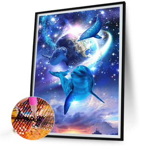 Dolphins Protecting The Earth 30*40CM(Canvas) Full Round Drill Diamond Painting