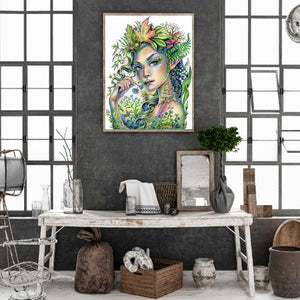 Green Plant Girl 30*40CM(Canvas) Full Square Drill Diamond Painting