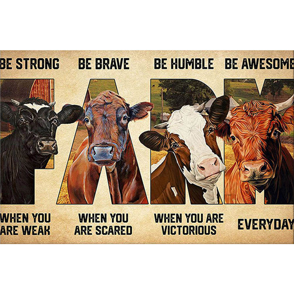 Farm Cow 60*40CM(Canvas) Full Round Drill Diamond Painting