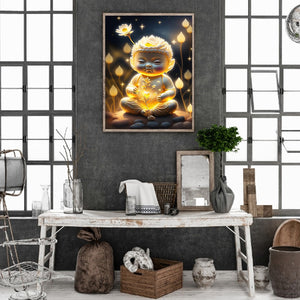 Halo Buddha Statue 30*40CM(Canvas) Full Round Drill Diamond Painting