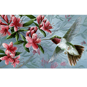 Hummingbird With Flower 50*30CM(Canvas) Full Round Drill Diamond Painting