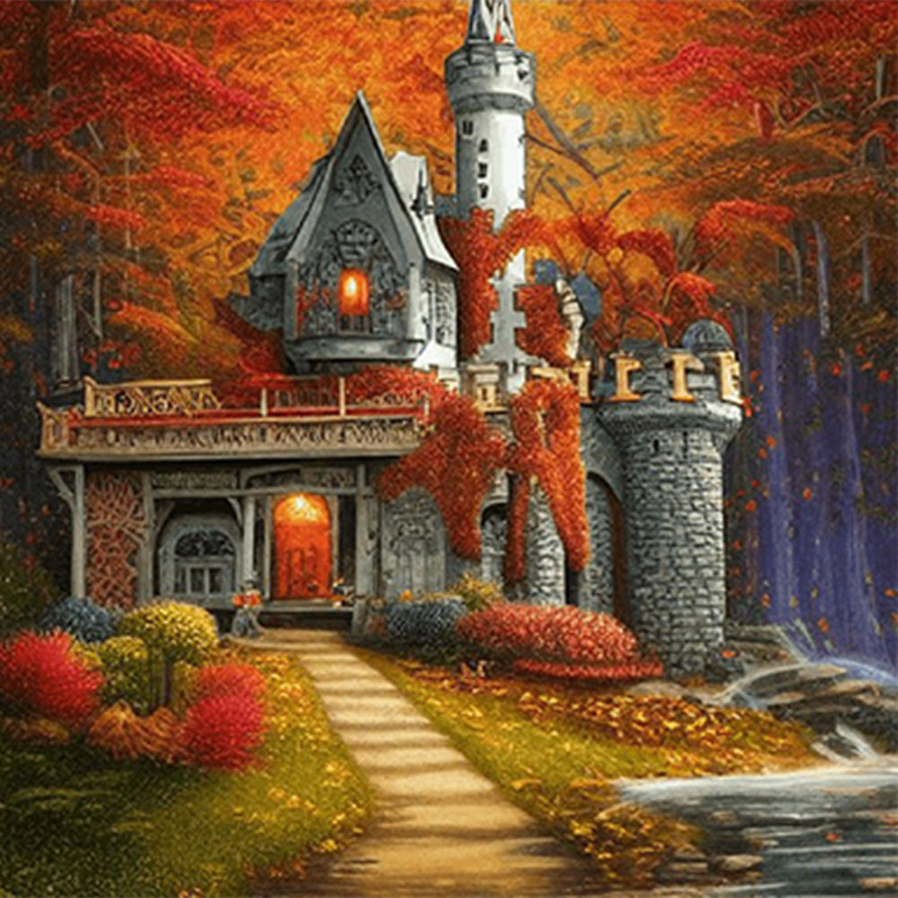 Maple Leaf Castle 40*40CM(Canvas) Full Square Drill Diamond Painting