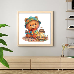 Huancan - Cartoon Bear - 50*50CM 11CT 3 Stamped Cross Stitch