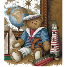 Load image into Gallery viewer, Joy Sunday - Sailor Bear - 34*38CM 14CT 2 Stamped Cross Stitch
