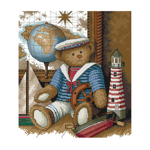 Joy Sunday - Sailor Bear - 34*38CM 14CT 2 Stamped Cross Stitch