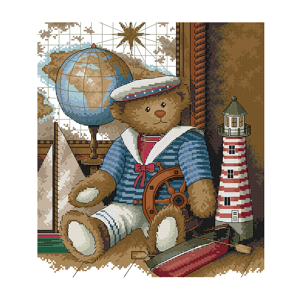Joy Sunday - Sailor Bear - 34*38CM 14CT 2 Stamped Cross Stitch