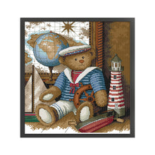 Load image into Gallery viewer, Joy Sunday - Sailor Bear - 34*38CM 14CT 2 Stamped Cross Stitch

