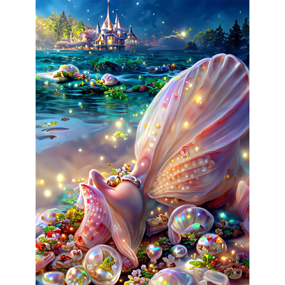 Pearl Shells On The Beach 30*40CM(Canvas) Full Square Drill Diamond Painting