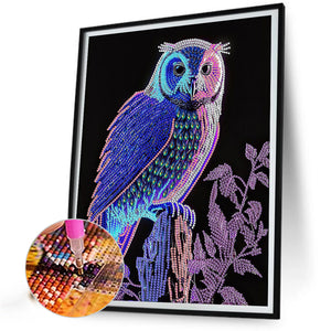 Owl 30*40CM(Canvas) Partial Special Shaped Drill Diamond Painting