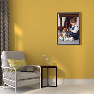 Little Girl And Dog 40*50CM(Canvas) Full Round Drill Diamond Painting