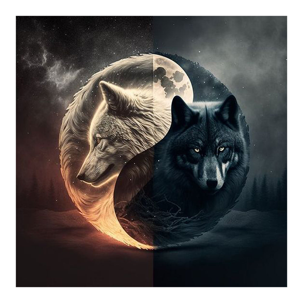 Wolf Yin-Yang Diagram 50*50CM(Canvas) Full Round Drill Diamond Painting