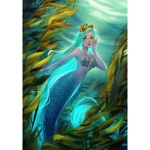 Yishu - Deep-Sea Mermaid - 50*70CM 11CT 3 Stamped Cross Stitch