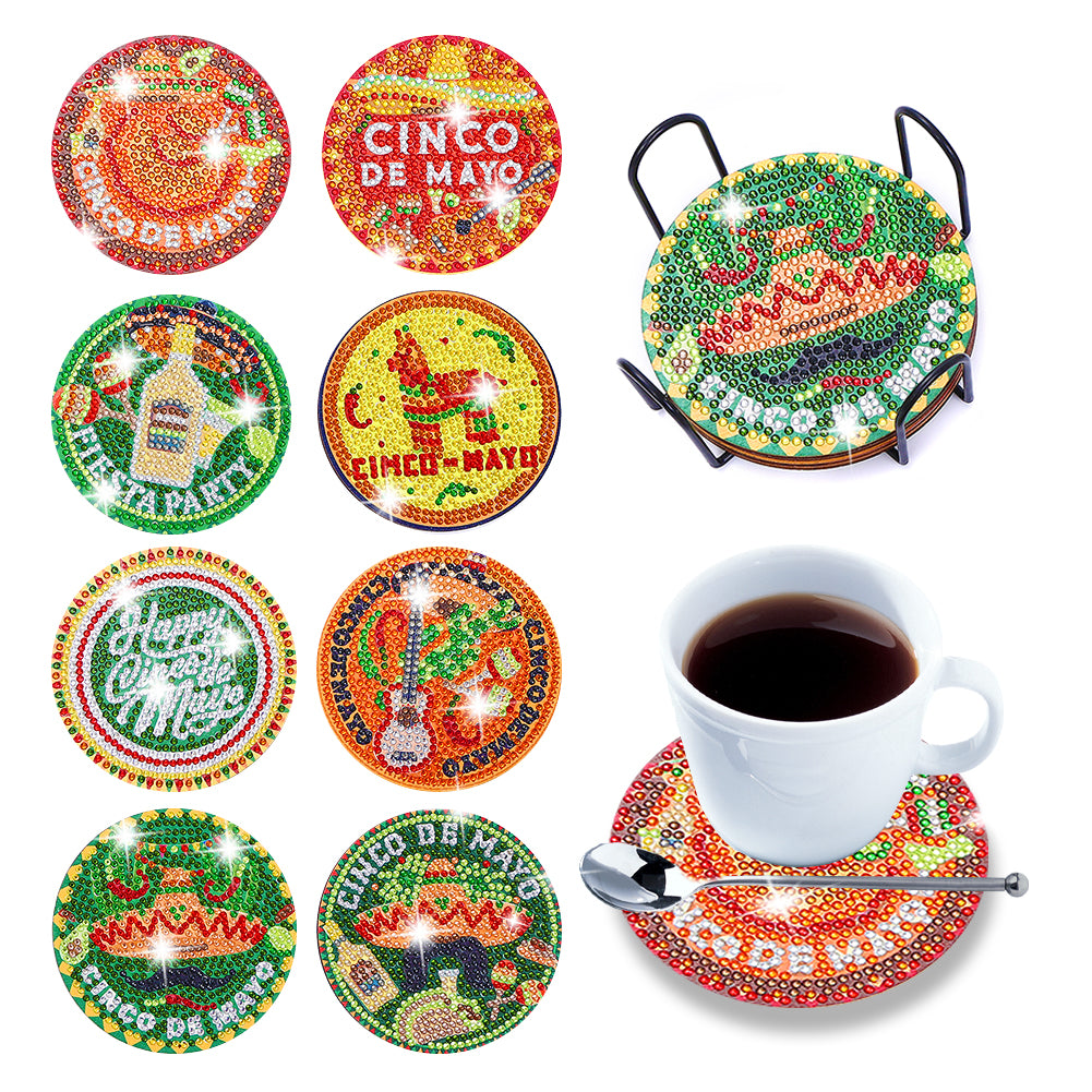 8pcs DIY Anti Slip Coasters Stackable Creative for Tabletop Protection (AA1169)
